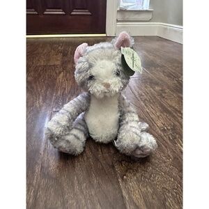 First & Main Kit Kat 7 Sitting Grey Tabby Cat Bean Bag Plush NWT